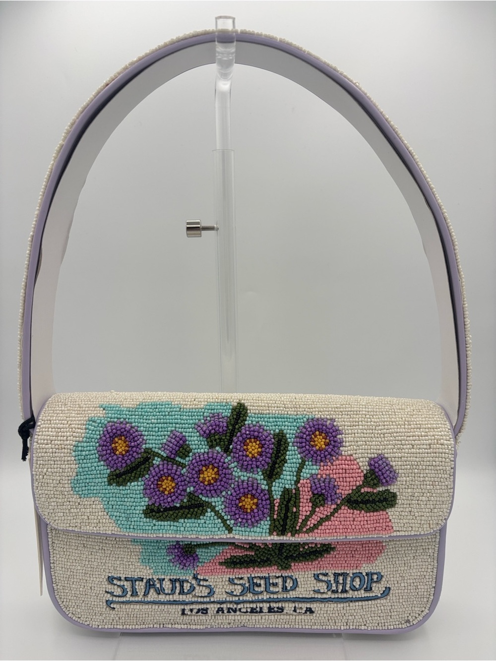 STAUD Tommy Beaded California Aster Shoulder Bag - Lavender, Blue, Pink & Green - Picture 2 of 14